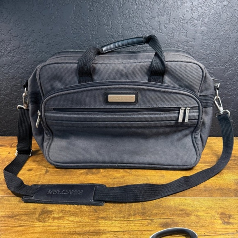Kenneth Cole Reaction Grey Ballistic Nylon Briefcase Messenger Bag Mens OS